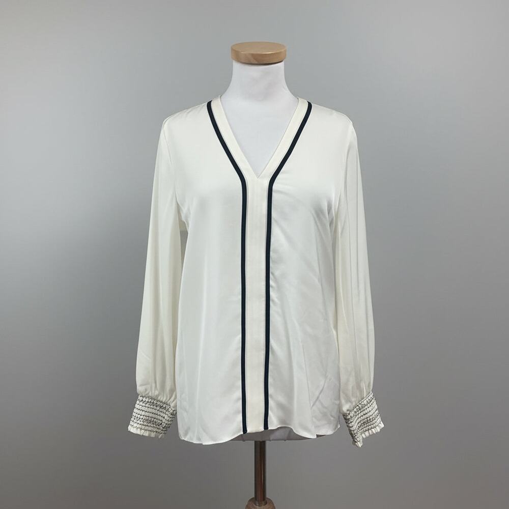 Elie Tahari cream silk Kinsley blouse, size S, NEW WITH TAGS!